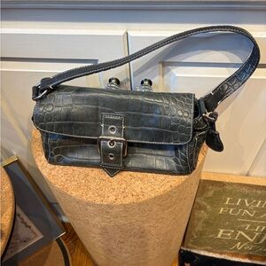 Dooney & Bourke Croc-Embossed Shoulder Bag in Dark Green